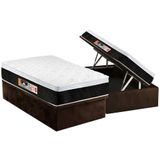 Cama Box Bau Solteiro Colchao Espuma Castor D45 Black E White Air Euro Pillow Base Crc Suede Brown 88x188