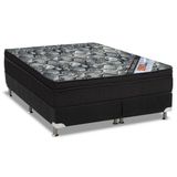 Cama Box Queen Colchao Molas Ortobom Nanolastic Iso Firme Base Crc Suede Black 158x198