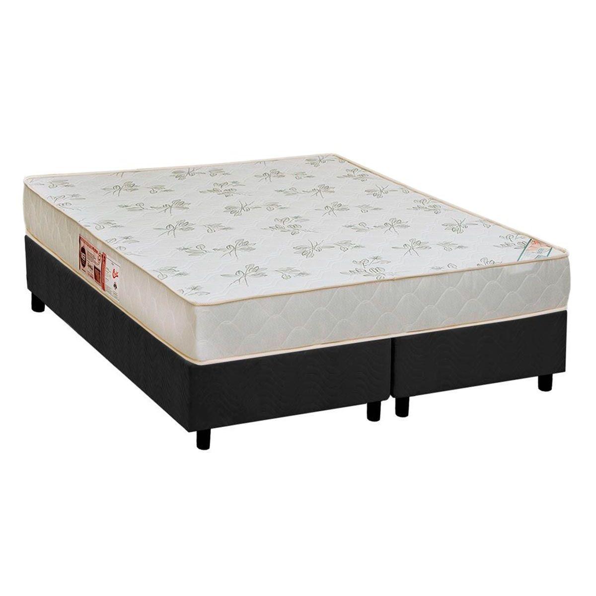 Cama Box King Colchao Espuma Castor D33 Sleep Max Relax Base Crc Suede Gray 193x203