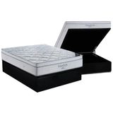 Cama Box Bau Casal Colchao Molas Ortobom Superpocket Freedom Visco Base Crc Suede Black 138x188