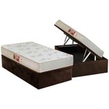 Cama Box Bau Solteiro Colchao Espuma Castor D33 Sleep Max Relax Base Crc Suede Brown 88x188