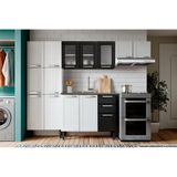 Cozinha Modulada Bertolini Multipla 4 Pecas 2 Armarios 1 Balcao 1 Paneleiro C4p76 Branco Preto