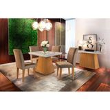 Conjunto Mesa Sala Jantar Luna Tampo Madeirado C Vidro 90cm Canto Reto 4 Cadeiras Grecia Imbuia Chocolate Rufato