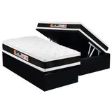 Cama Box Bau Solteiro Colchao Espuma Castor D45 Black E White Air Double Face Base Crc Suede Black 88x188