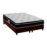 Cama Box Queen Colchao Molas Ortobom Nanolastic Physical Spring Base Crc Suede Brown 158x198