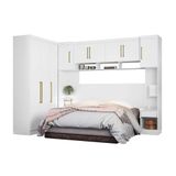 Quarto Modulado Casal Modena 16 6 Pecas 1 Armario Aereo 2 Guarda Roupas 3 Complementos Qcm51 Branco Demobile