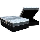 Cama Box Bau Casal Colchao Molas Castor Bonnel System Class One Face Base Crc Courano Black 138x188
