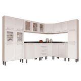 Cozinha Modulada Completa Evidence 8 Pecas 3 Armarios 3 Balcoes 2 Paneleiros C8p22 Branco Bertolini