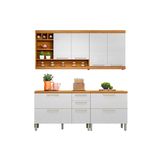 Cozinha Modulada Completa Burguesa Premium 4 Pecas 2 Armarios 2 Balcoes C4p14 Freijo Branco Nesher