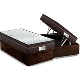 Cama Box Bau Solteiro Colchao Molas Probel Masterpocket Ensacadas Prodormir Evolution Base Crc Suede Brown 88x188