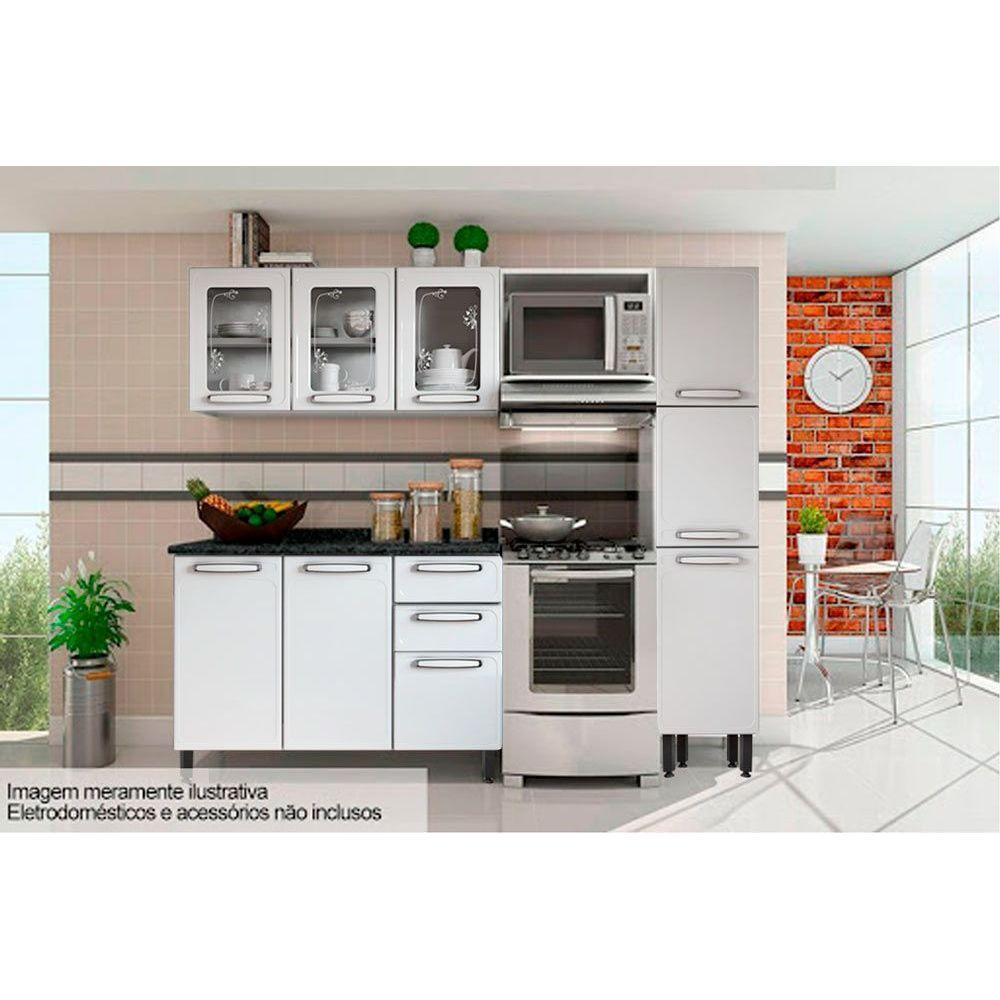 Cozinha Modulada Bertolini Evidence 4 Pecas 1 Armario 1 Balcao 1 Paneleiro 1 Complemento C4p45 Branco