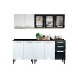 Cozinha Modulada Completa Evidence 4 Pecas 2 Armarios 2 Balcoes C4p46 Branco Preto Bertolini