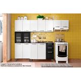 Cozinha Modulada Bertolini Multipla 4 Pecas 2 Armarios 1 Balcao 1 Paneleiro C4p86 Branco Preto