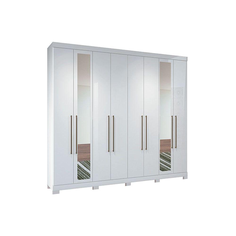 Guarda Roupa 8 Portas E 4 Gavetas C Espelho E Pes Master Vip 8 4 Branco Santos Andira