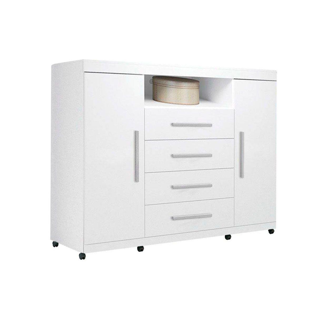 Comoda Casal Master C 2 Portas 1 Nicho E 4 Gavetas Branco Santos Andira