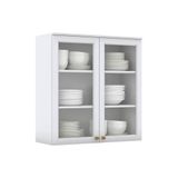 Armario De Cozinha Modulado Americana 2 Portas Vidro Branco Henn
