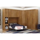 Quarto Modulado Casal Bari 5 Pecas 1 Armario Ponte 1 Closet 2 Guarda Roupas 1 Complemento Qcm03 Cumaru Novo Horizonte