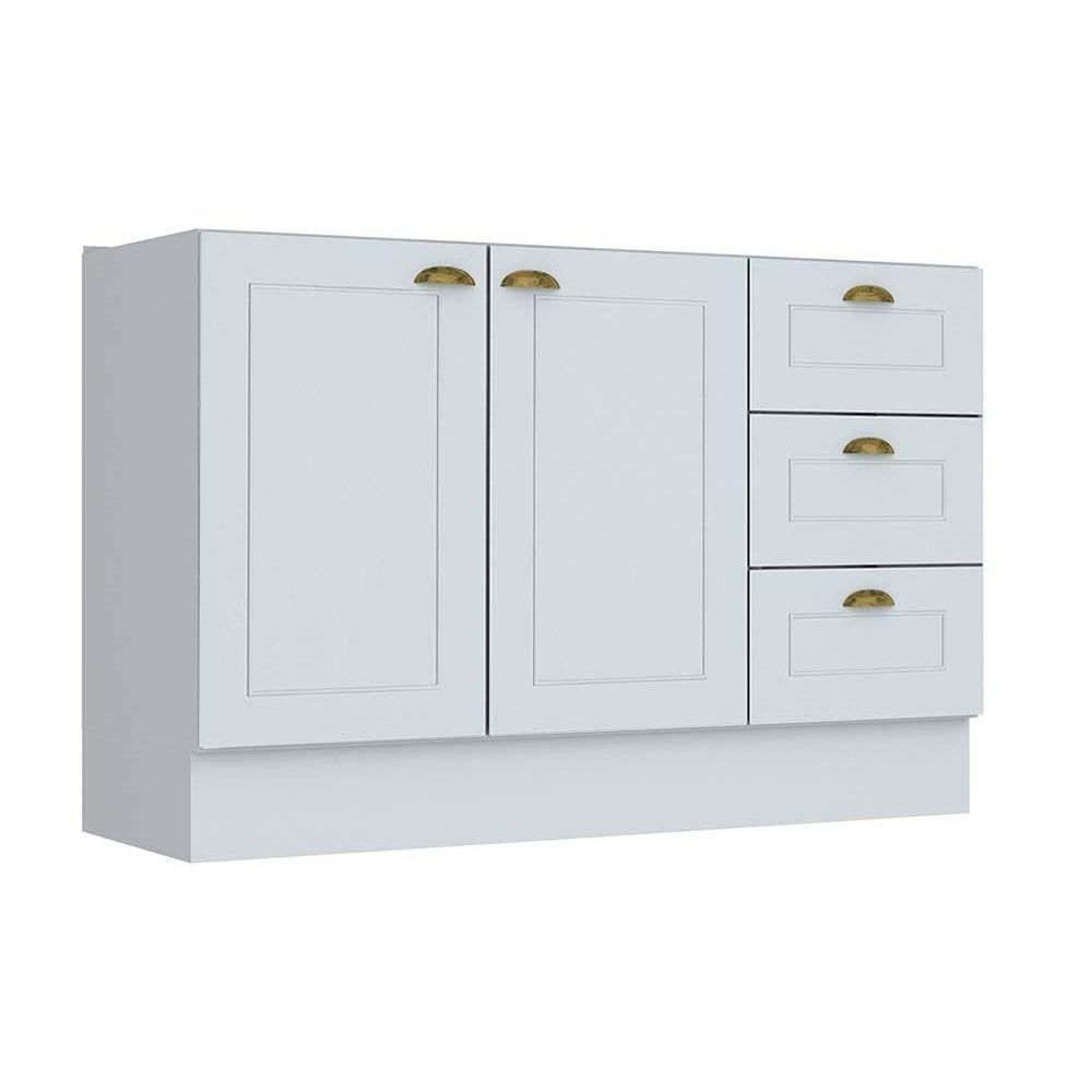 Modulo Cozinha Henn Americana Balcao 2 Portas E 3 Gavetas P Pia 120cm S Tampo Branco