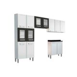 Cozinha Modulada Completa Gourmet 4 Pecas 2 Armarios 1 Balcao 1 Paneleiro C4p67 Branco Preto Bertolini