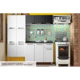 Cozinha Modulada Completa Multipla 4 Pecas 2 Armarios 1 Balcao 1 Paneleiro C4p79 Branco Preto Bertolini