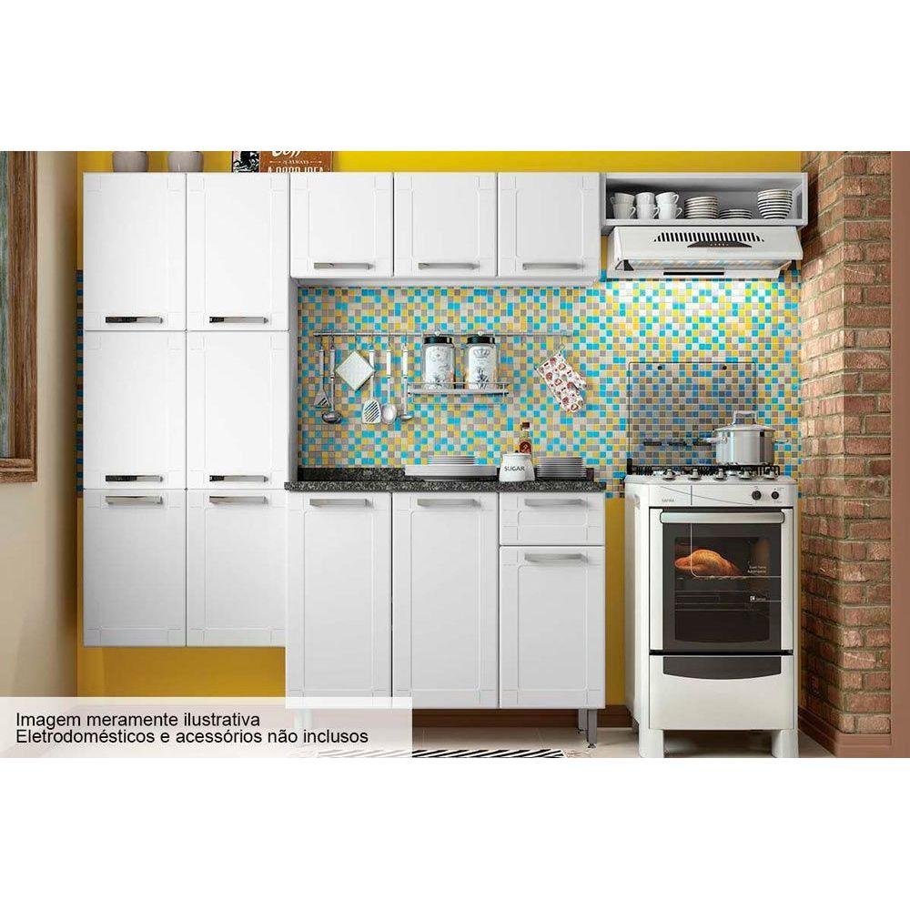 Cozinha Modulada Bertolini Multipla 4 Pecas 2 Armarios 1 Balcao 1 Paneleiro C4p79 Branco