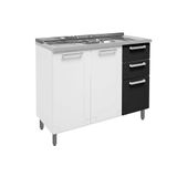 Balcao De Cozinha Modulado C Pia Multipla 6015 3 Portas E 2 Gavetas Branco Preto Bertolini