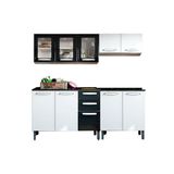 Cozinha Modulada Completa Evidence 4 Pecas 2 Armarios 2 Balcoes C4p60 Branco Preto Bertolini