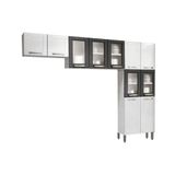 Cozinha Modulada Completa Multipla 3 Pecas 2 Armarios 1 Paneleiro Cpt96 Branco Preto Bertolini