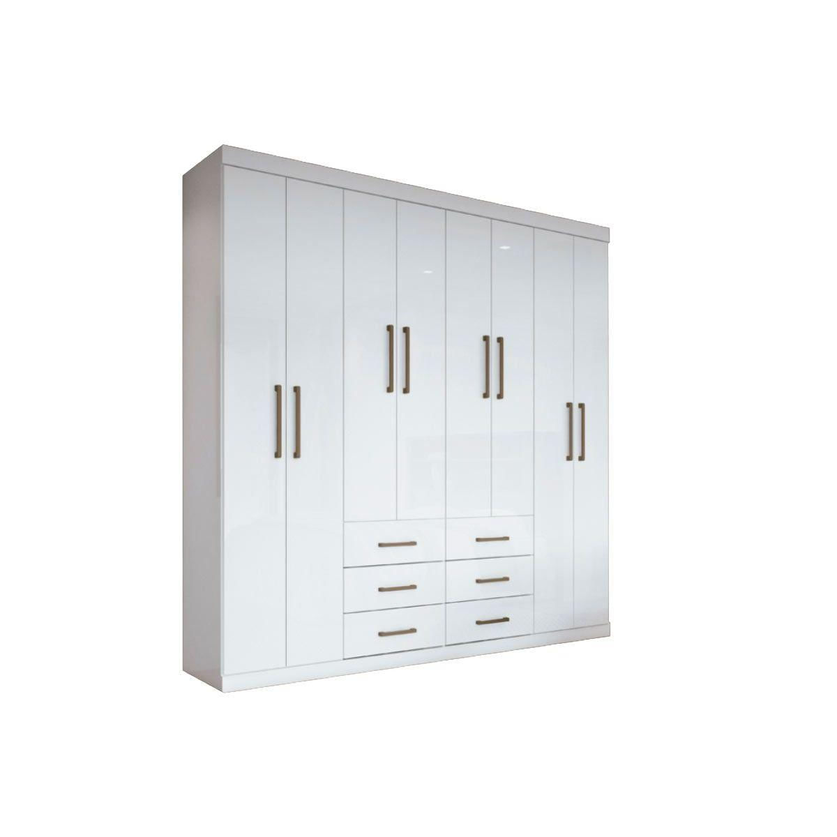 Guarda Roupa 8 Portas E 6 Gavetas Liverpool Branco Santos Andira