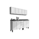 Cozinha Modulada Completa Gourmet 4 Pecas 2 Armarios 2 Balcoes C4p68 Branco Bertolini