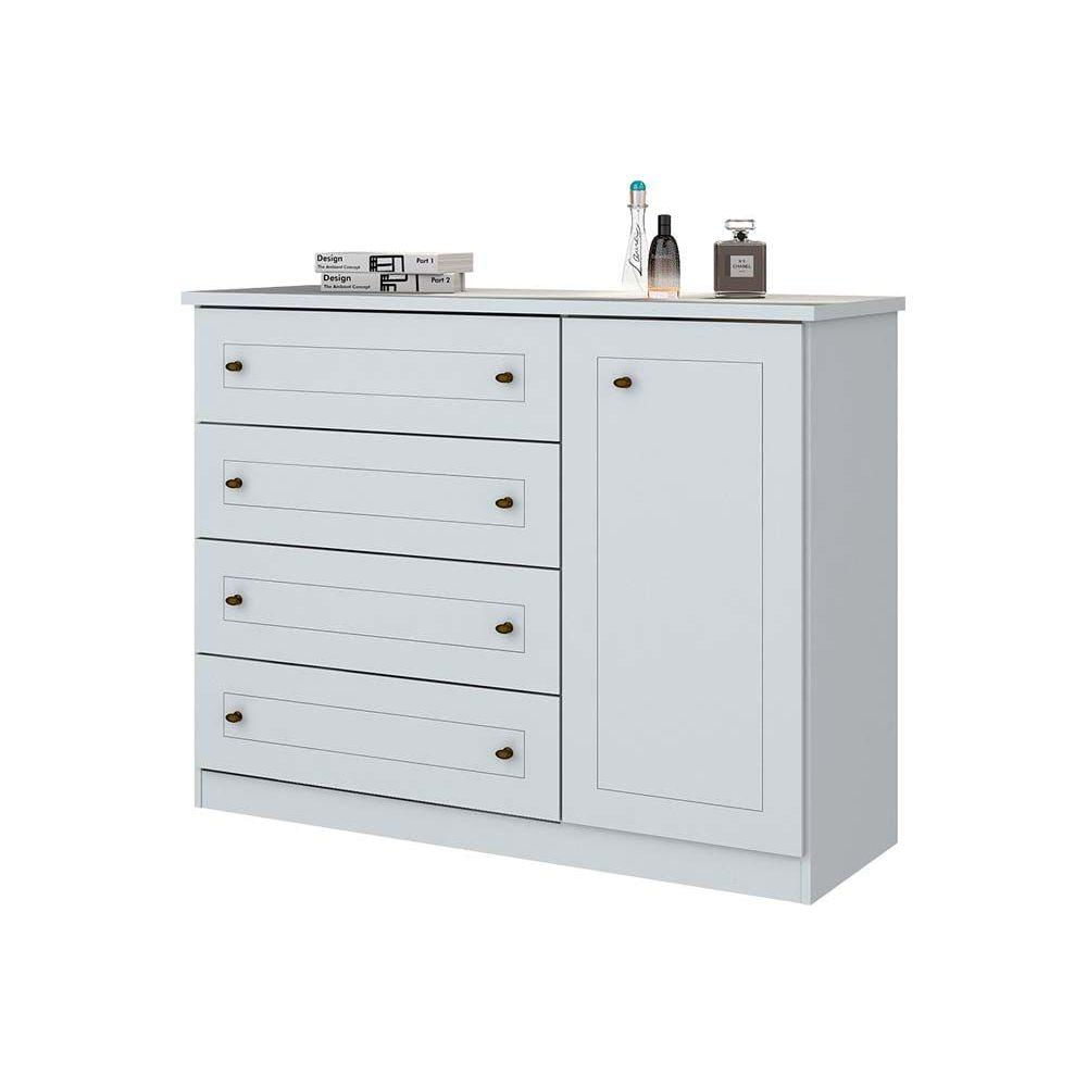 Comoda Juvenil Americana C 1 Porta E 4 Gavetas Branco Henn