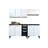 Cozinha Modulada Completa Evidence 4 Pecas 2 Armarios 2 Balcoes C4p61 Branco Preto Bertolini