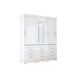 Guarda Roupa 3 Portas De Correr E 9 Gavetas C Espelho E Pes Click 3 9 Branco Santos Andira