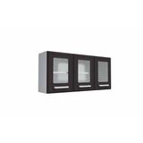 Armario Aereo Cozinha Modulado Gourmet 7009 3 Portas C Vidro Branco Preto Bertolini