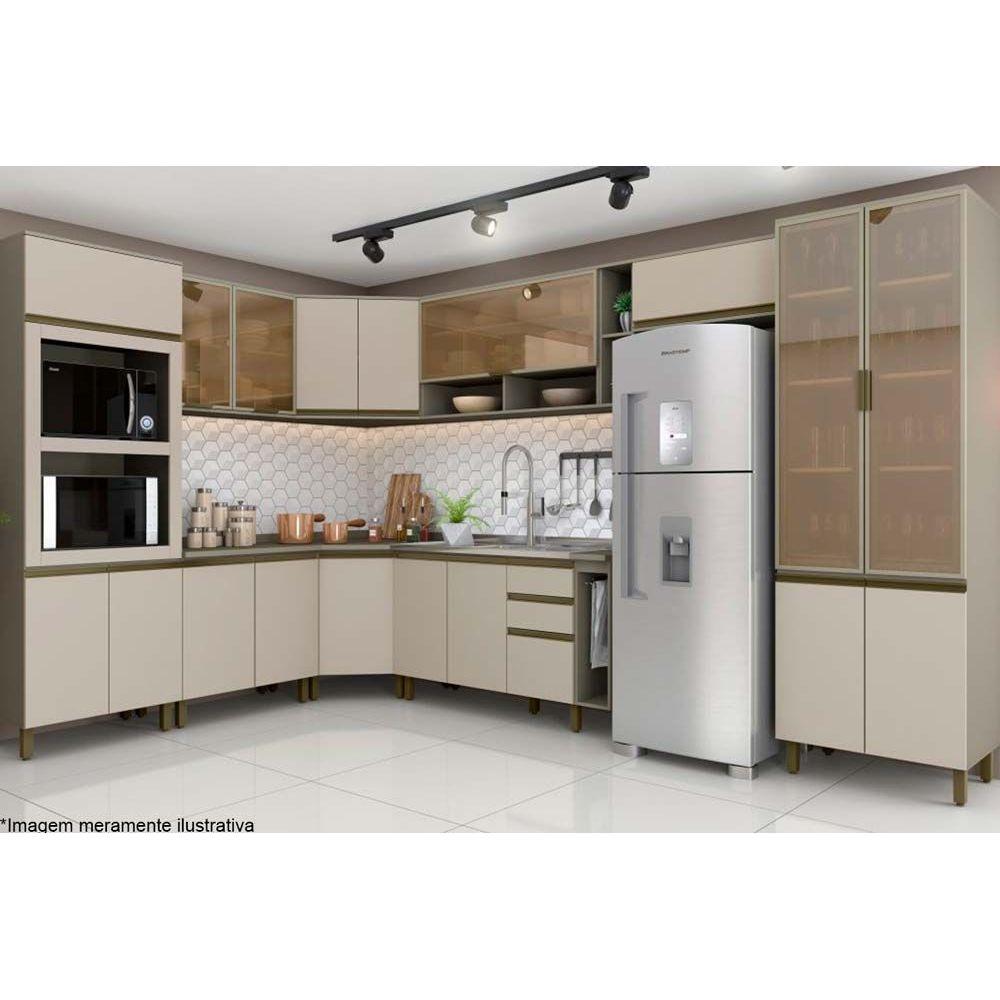 Cozinha Modulada Completa Connect 15 Pecas 5 Armarios 3 Balcoes 2 Paneleiros 5 Complementos C15p01 Duna Cristal Henn