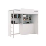 Cama Multifuncional Juvenil Office Teen Aquarela Bancada Bau Nicho Prateleiras Branco Santos Andira