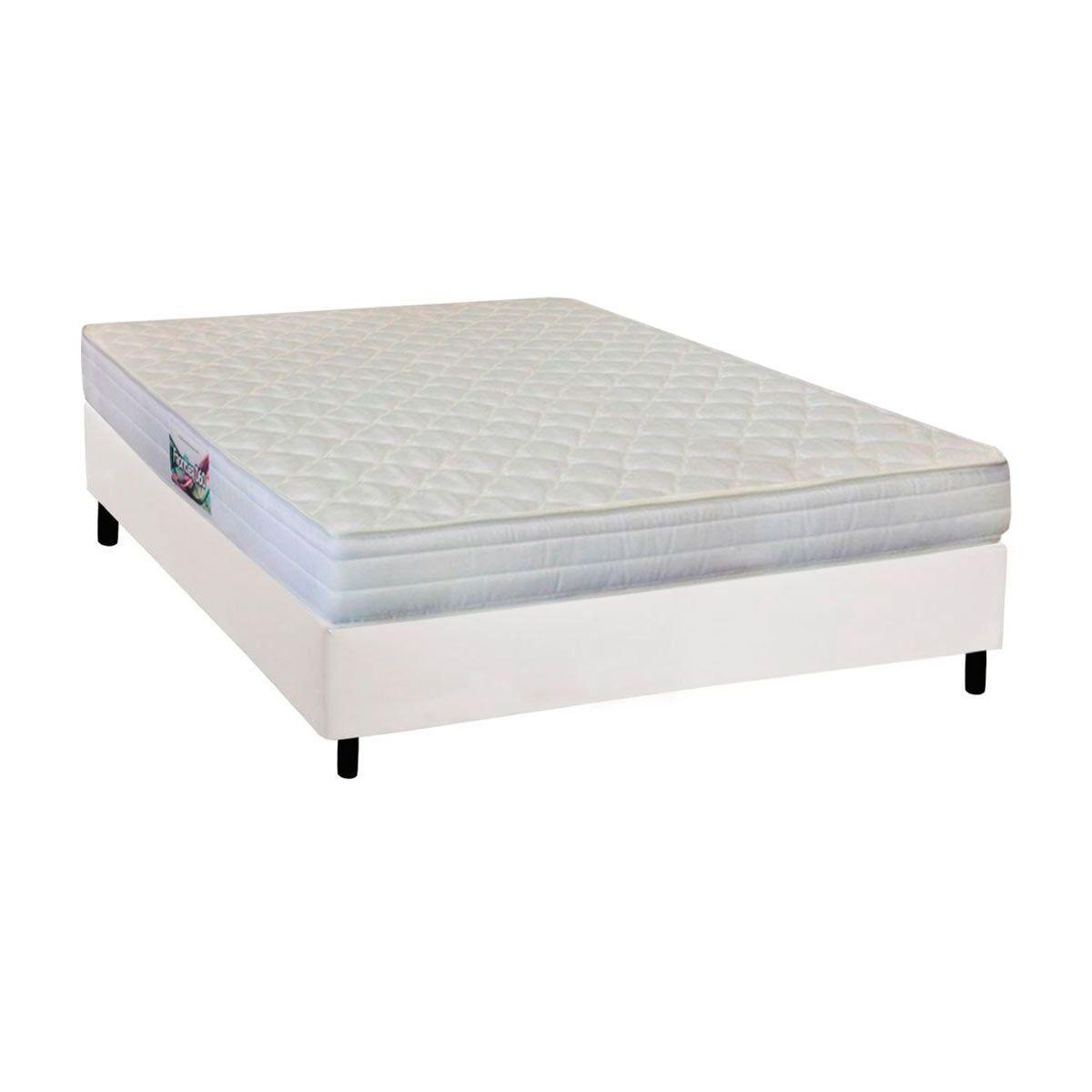 Cama Box Casal Colchao Espuma Herval Ag65 Firme Frontier Base Crc Courano White 138x188