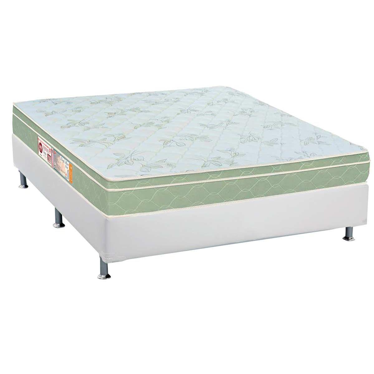 Cama Box Casal Colchao Espuma Castor D33 Sleep Max Base Crc Courano White 138x188