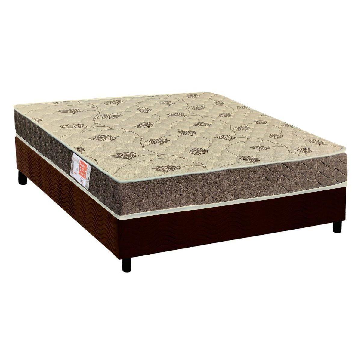 Cama Box Casal Colchao Espuma Orthoflex D33 Comfortpedic Line Base Crc Suede Brown 138x188