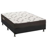 Cama Box Casal Colchao Espuma Ortobom D45 Light Base Crc Suede Black 138x188