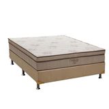 Cama Box Casal Colchao Molas Ortobom Superpocket Celebrita Base Crc Suede Bege 138x188