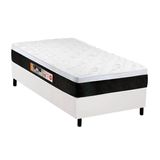 Cama Box Solteiro Colchao Espuma Castor D45 Black E White Air Base Crc Courano White 88x188