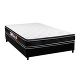 Cama Box Casal Colchao Espuma Castor D33 Black E White Double Face Base Crc Suede Black 138x188