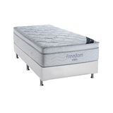 Cama Box Solteiro Colchao Molas Ortobom Superpocket Freedom Visco Base Crc Courano White 88x188