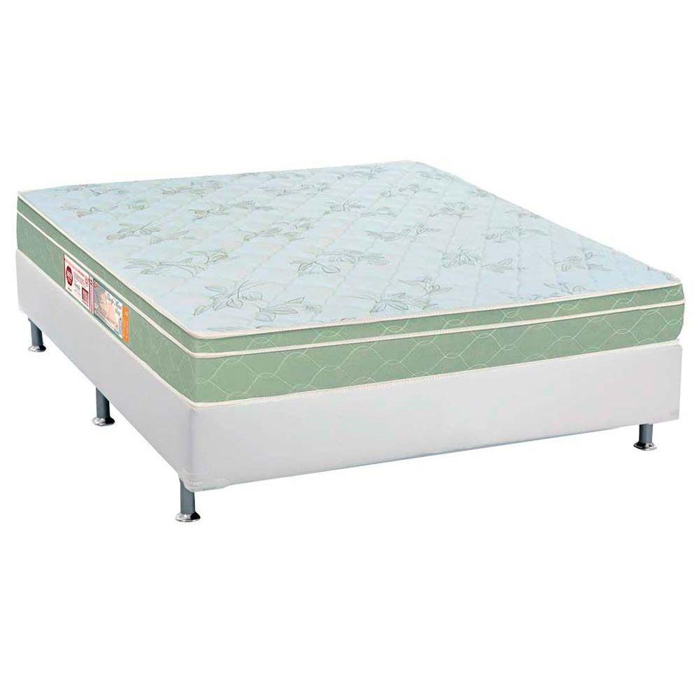 Cama Box Casal Colchao Espuma Castor D33 Sleep Max Base Crc Courano White 138x188