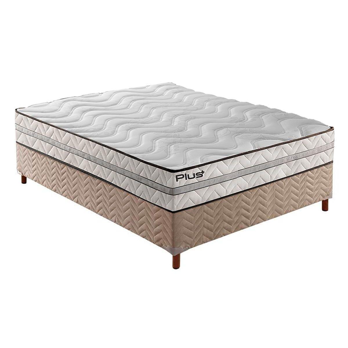 Cama Box Casal Colchao Espuma Paropas D33 Pasquale Plus Base Crc Rustico Clean 138x188