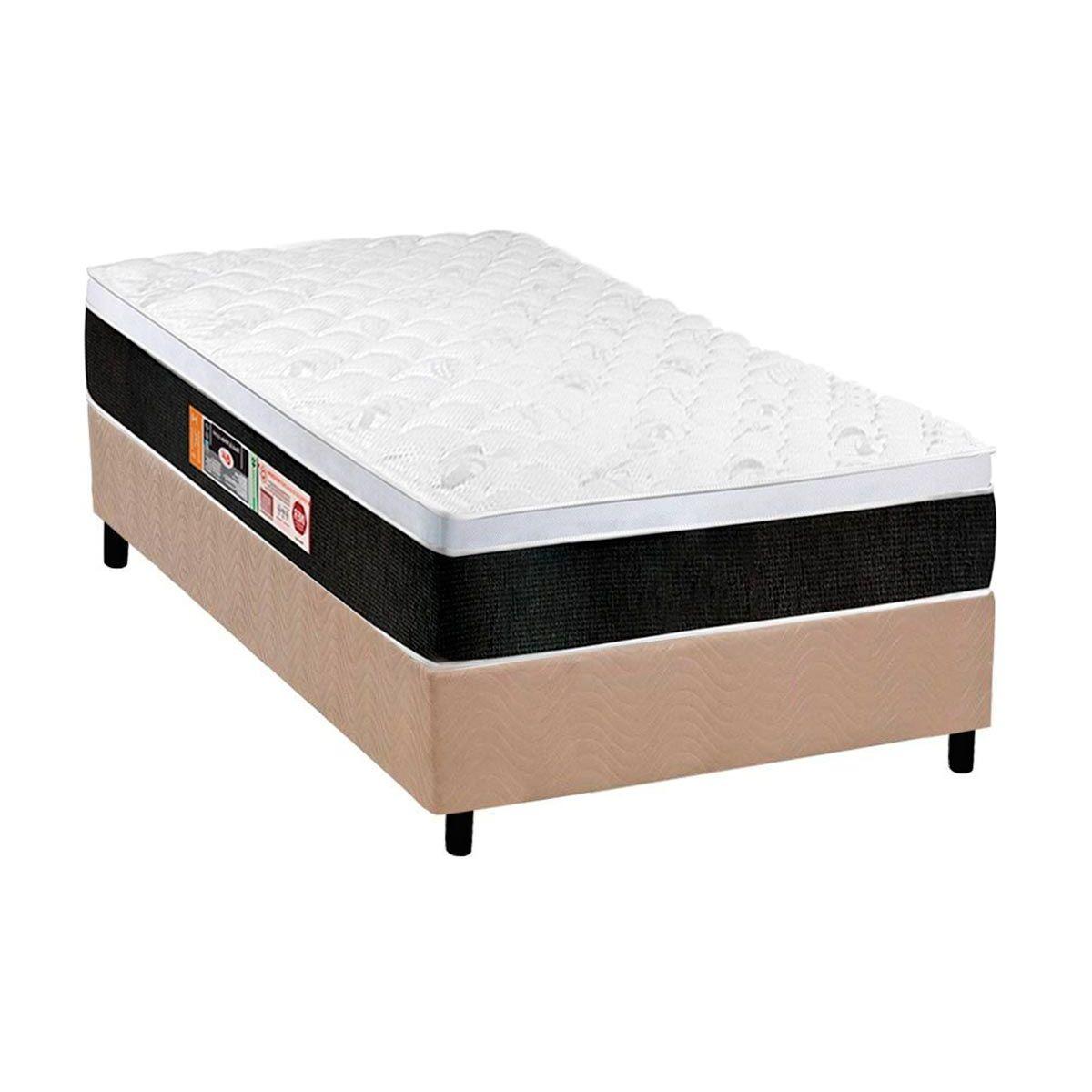 Cama Box Solteiro Colchao Espuma Castor D45 Black E White Air Base Crc Suede Clean 88x188