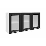 Armario De Cozinha Modulado Multipla 6010 3 Portas C Vidro Branco Preto Bertolini