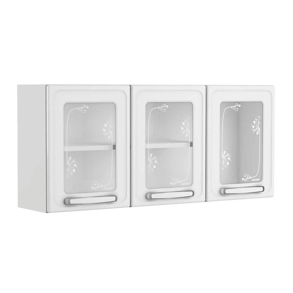 Armario De Cozinha Modulado Evidence 7009 3 Portas C Vidro Branco Bertolini