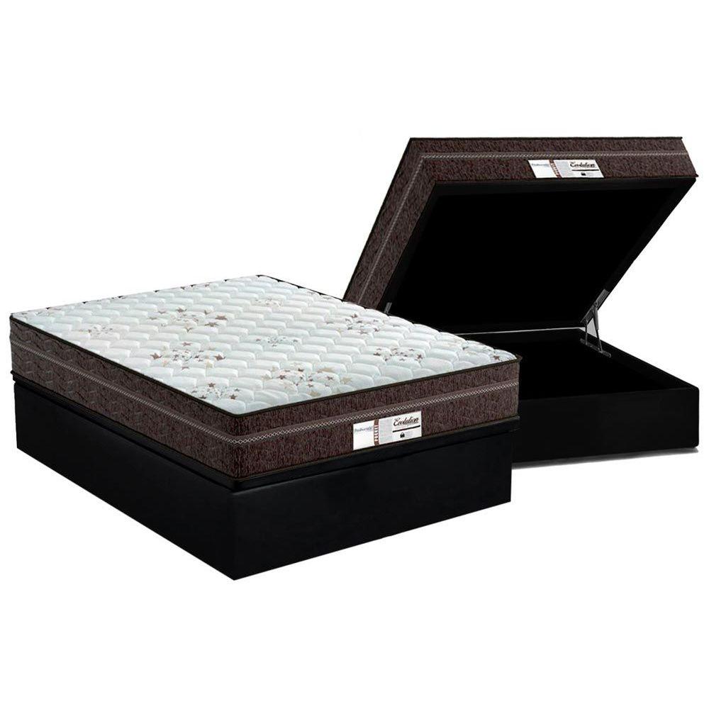 Cama Box Bau Casal Colchao Molas Probel Masterpocket Ensacadas Prodormir Evolution Base Crc Suede Black 138x188